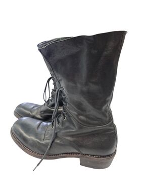 Shoto Vero Cuoio Black Leather Lace-Up Military Boots
